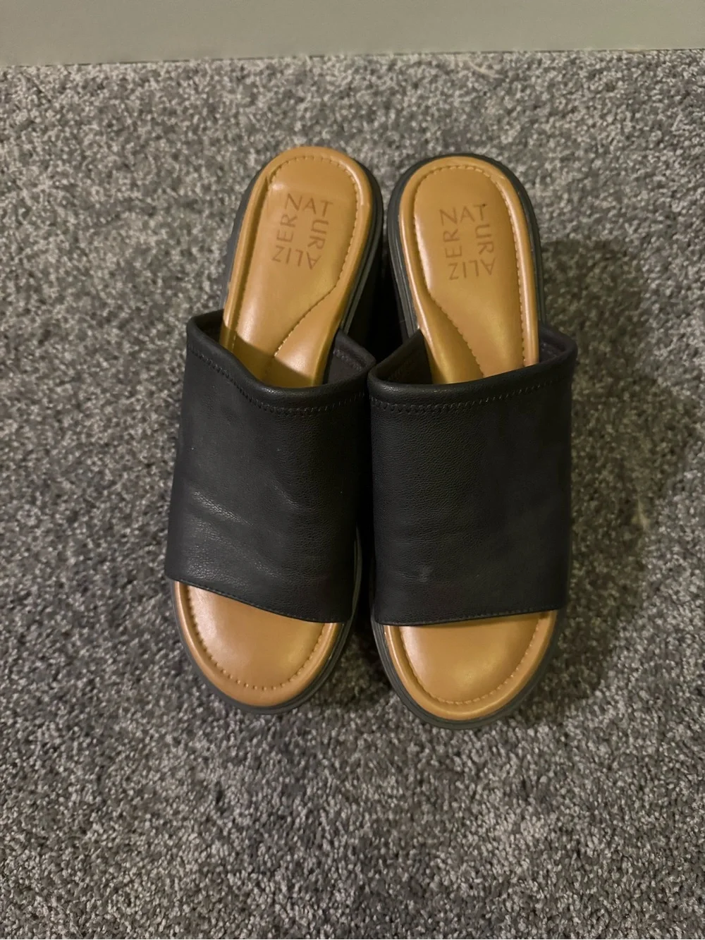 Naturalizer Black Platform Slide Heels
